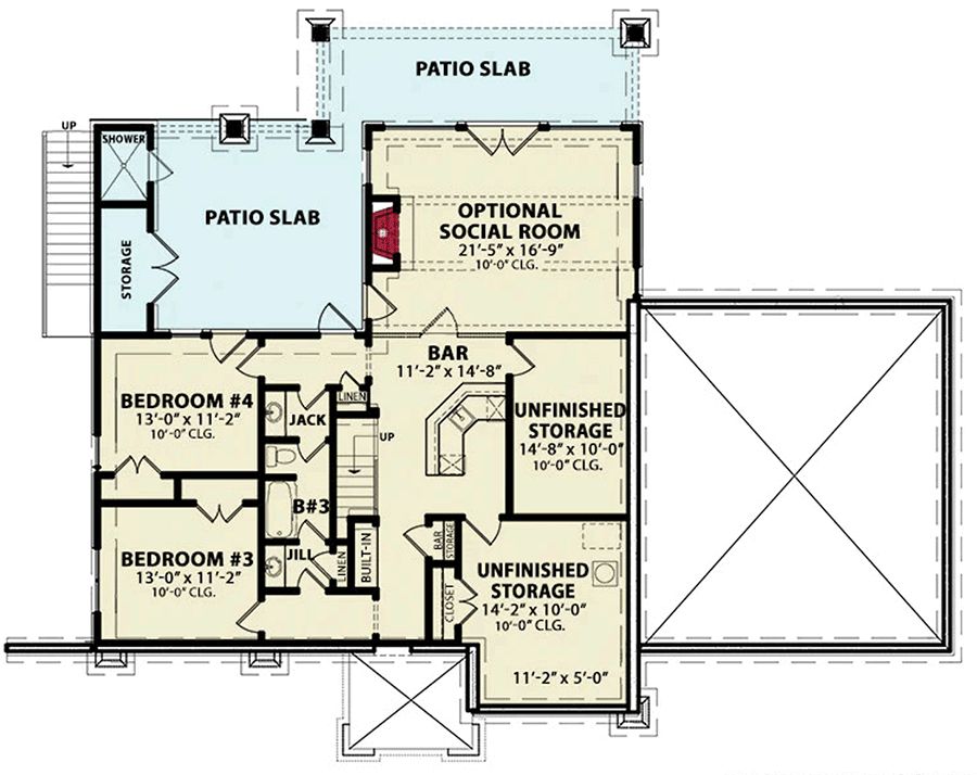 Plan 25638GE: Flexible Craftsman Cottage Home Plan - 2510 Sq Ft - Floor Plan - Lower Level - Cottage, Craftsman, Mountain, Vacation