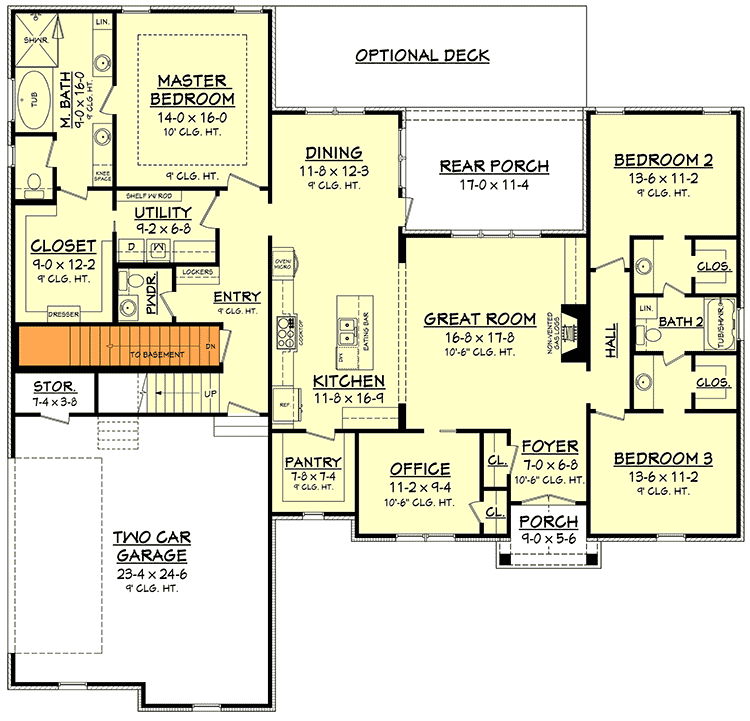 Plan 51775HZ: Three Bed Craftsman House Plan with Optional Bonus Room - 2239 Sq Ft - Floor Plan - Basement Option - Craftsman, Traditional