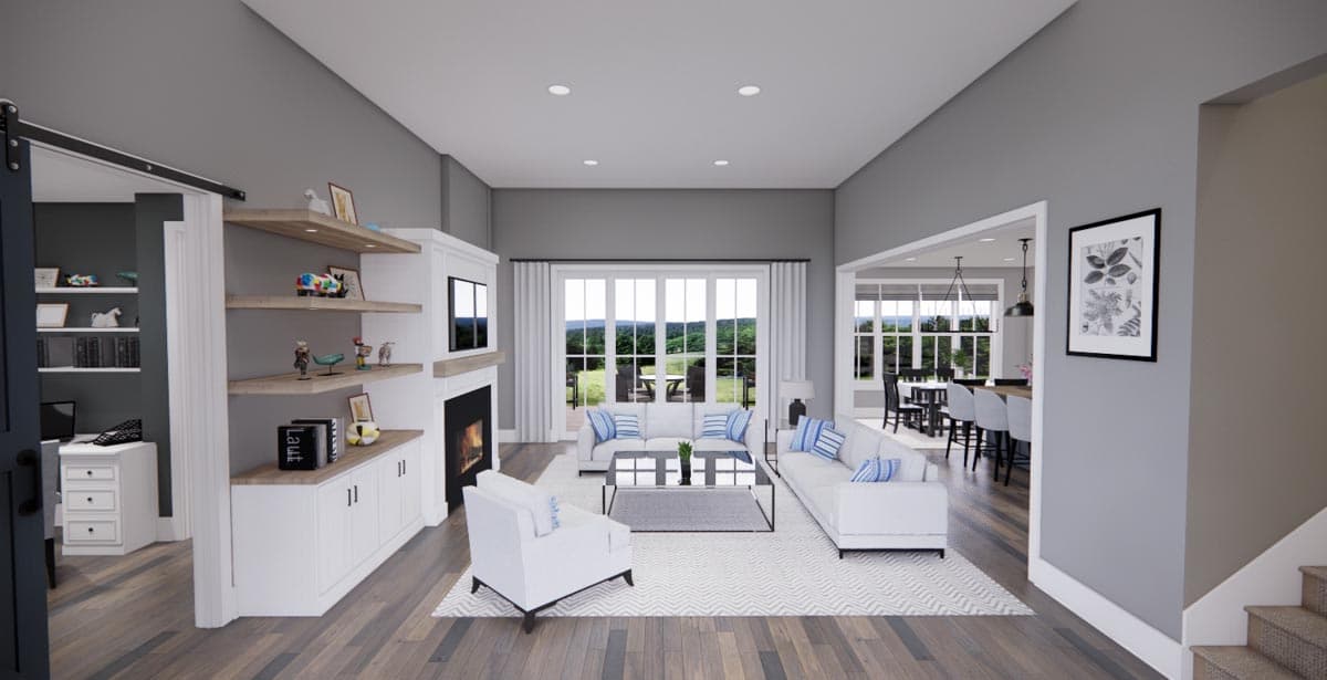 Plan 14663RK: Modern Farmhouse Plan with 3-Beds Down and Bonus Over Garage - 2125 Sq Ft - Image #4 - Country, Farmhouse, Modern Farmhouse, New American