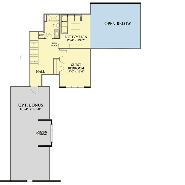Plan 46332LA: Grand Farmhouse House Plan with Optional Second Floor - 3468 Sq Ft - Floor Plan - 2nd Floor - Farmhouse, Modern Farmhouse, New American, Southern