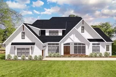Grand Farmhouse House Plan with Optional Second Floor - 3468 Sq Ft