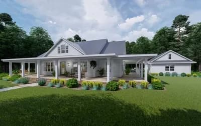 Modern Farmhouse Plan with Wraparound Porch and Bonus Room