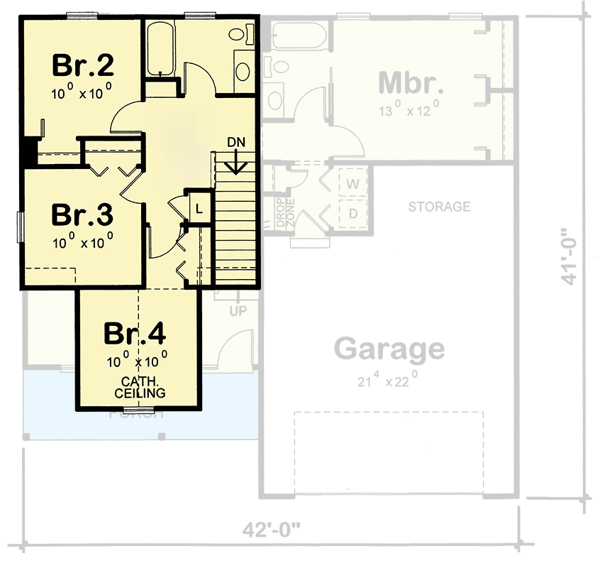 Plan 42517DB: Four Bedroom Two-Story Craftsman House Plan - 1480 Sq Ft - Floor Plan - 2nd Floor - Craftsman, Northwest, Traditional