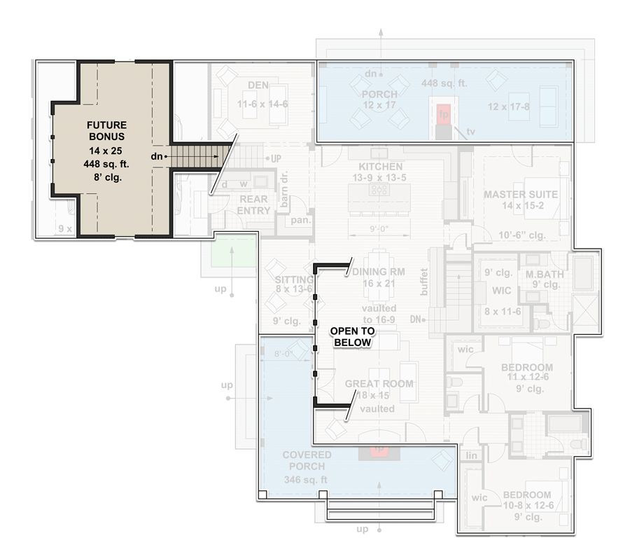Plan 14664RK: Modern Farmhouse Perfection with Rustic Charm - Floor Plan - Bonus Room - Cottage, Country, Farmhouse, Modern Farmhouse, New American, Rustic