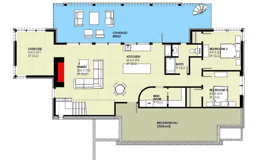 Plan 970064VC: 3-Bed Modern Rustic Cabin - Floor Plan - Lower Level - Mountain, New American, Rustic, Vacation