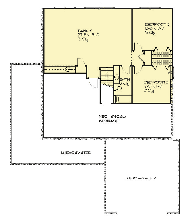 Plan 970066VC: Country House Plan with Sun Room and Wrap-Around Porch - Floor Plan - Lower Level - Country, New American, Traditional