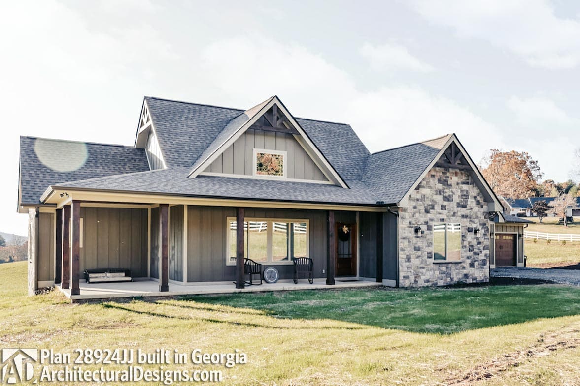 Plan 28924JJ: Modern Farmhouse with Semi-Attached Garage - Image #6 - Cottage, Country, Farmhouse, Modern Farmhouse, New American, Ranch