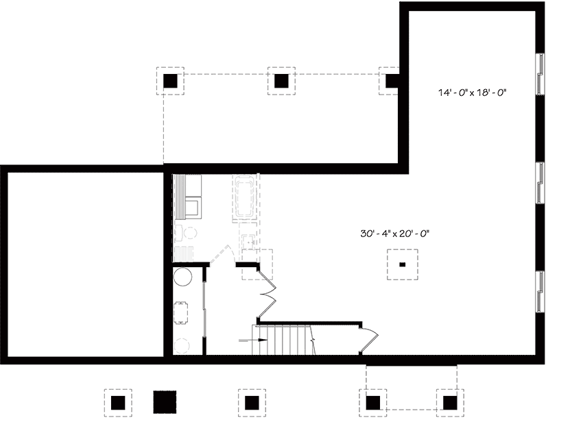 Plan 22495DR: 2 Bed House Plan with Vaulted and Beamed Ceilings and 1-Car Garage - Floor Plan - Optional Lower Level - Northwest, Ranch