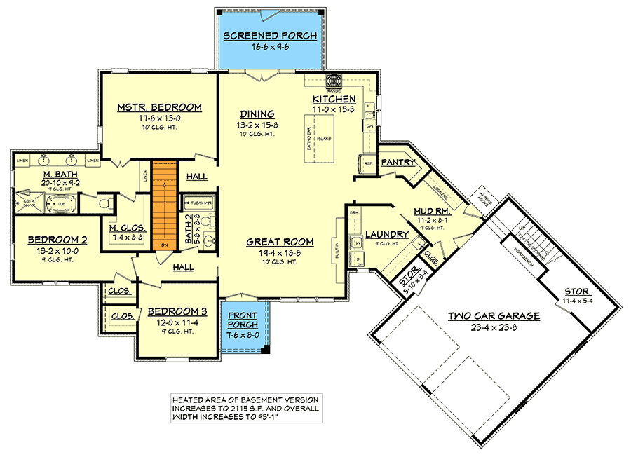 Plan 51776HZ: Ultimate Open Concept House Plan with 3 Bedrooms - Floor Plan - Basement Option - Acadian, Louisiana-Style, Southern, Traditional