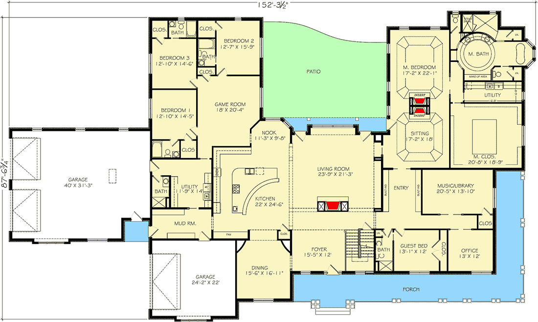 Plan 77636FB: Craftsman home with Spectacular Master Suite - Floor Plan - Main Level - Craftsman, Northwest