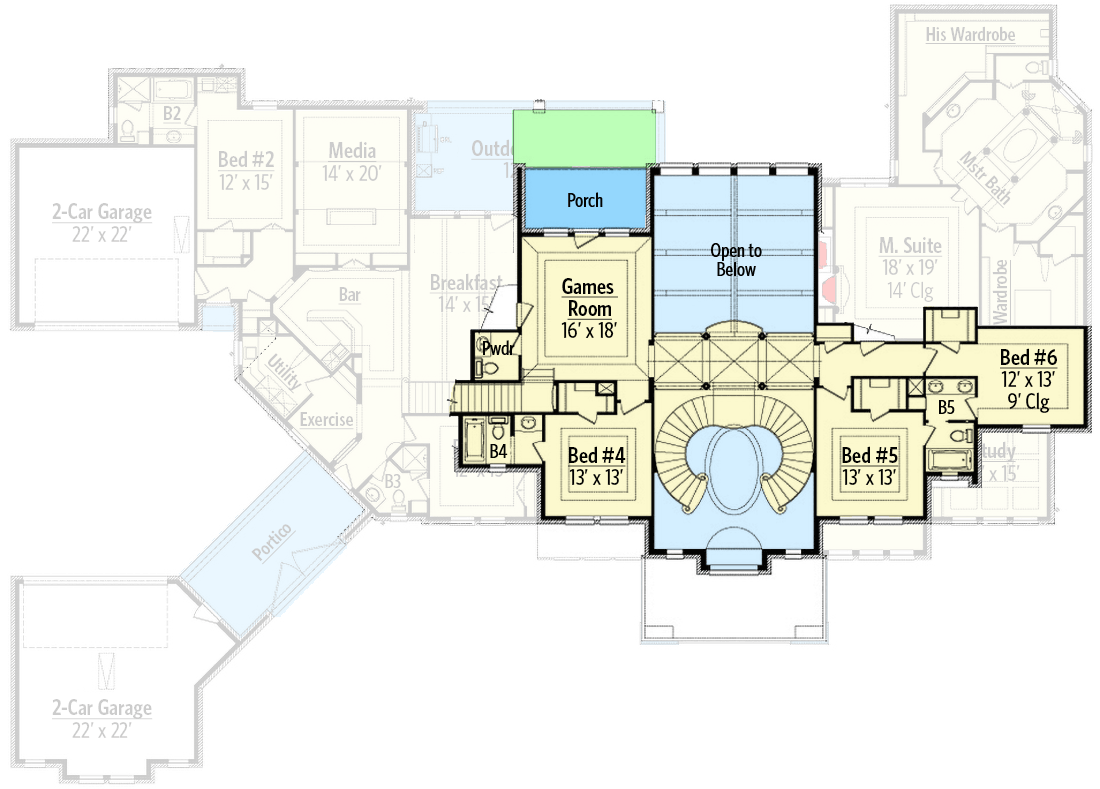 Plan 36548TX: Grand Hill Country House Plan - Floor Plan - 2nd Floor - European