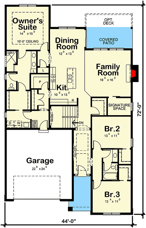 Plan 42528DB: Ranch Craftsman with Options - Floor Plan - Main Level - Bungalow, Craftsman, Northwest