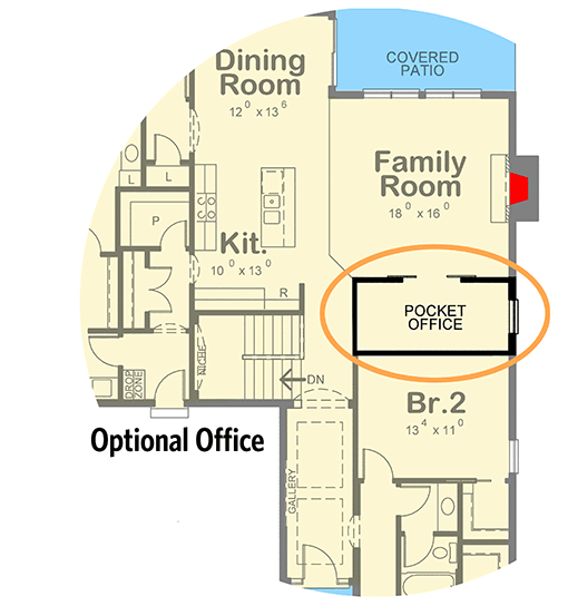 Plan 42528DB: Ranch Craftsman with Options - Floor Plan - Included Opt. Office Location - Bungalow, Craftsman, Northwest