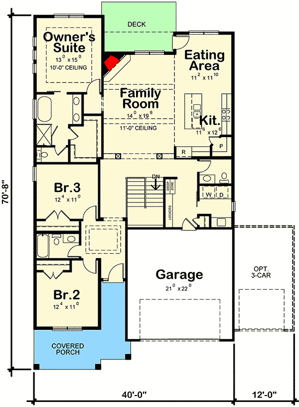 Plan 42527DB: 3-Bed Craftsman Cottage House Plan - Floor Plan - Main Level - Cottage, Country, Craftsman