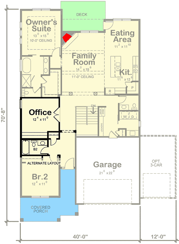 Plan 42527DB: 3-Bed Craftsman Cottage House Plan - Floor Plan - Optional - Cottage, Country, Craftsman