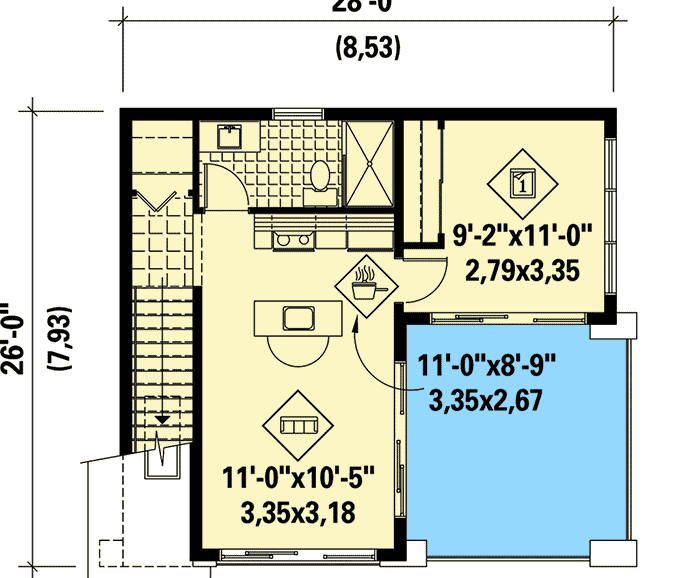 Plan 80905PM: Contemporary Tiny House Plan - Floor Plan - Main Level - Contemporary, Modern, Northwest