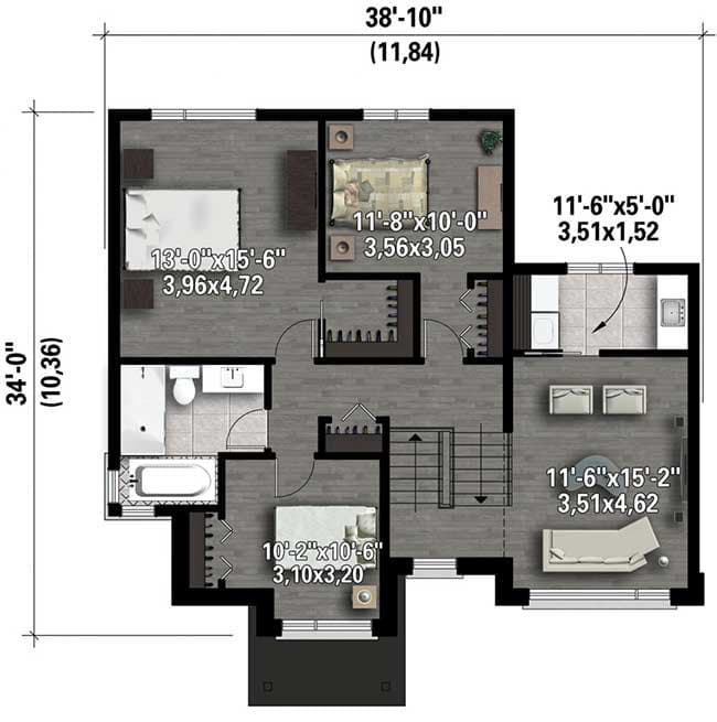 Plan 80911PM: Prairie Style Split Level House Plan - Floor Plan - 2nd Floor - Northwest, Prairie