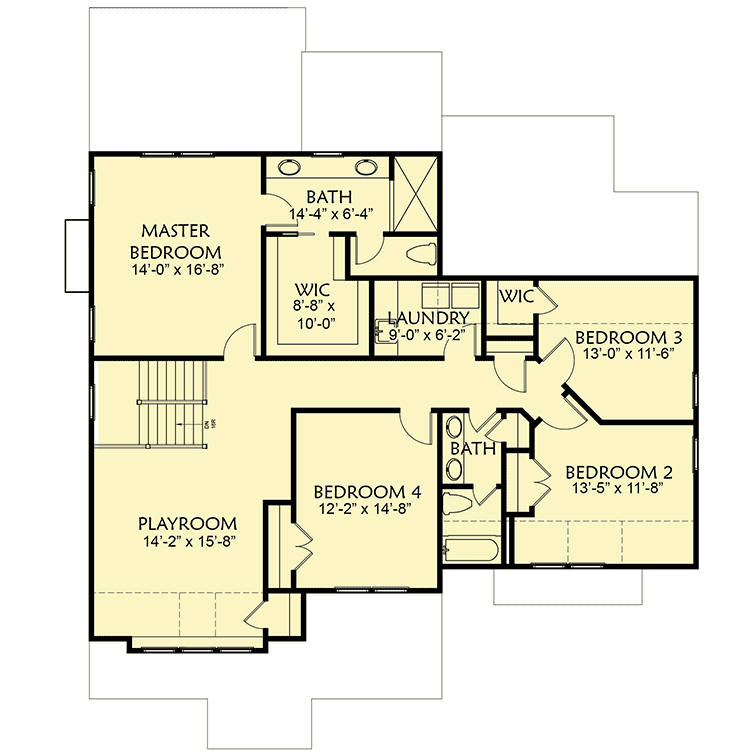 Plan 500035VV: 4-Bed Craftsman Home Plan with Beds Upstairs and 3-Car Garage - Floor Plan - 2nd Floor - Craftsman, New American, Northwest