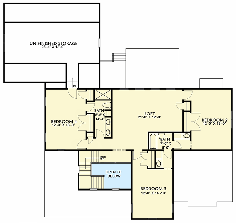 Plan 500043VV: Classic and Stylish Farmhouse Plan with Large Rear Porch - 3439 Sq Ft - Floor Plan - 2nd Floor - Cottage, Country, Farmhouse, Modern Farmhouse, New American, Traditional