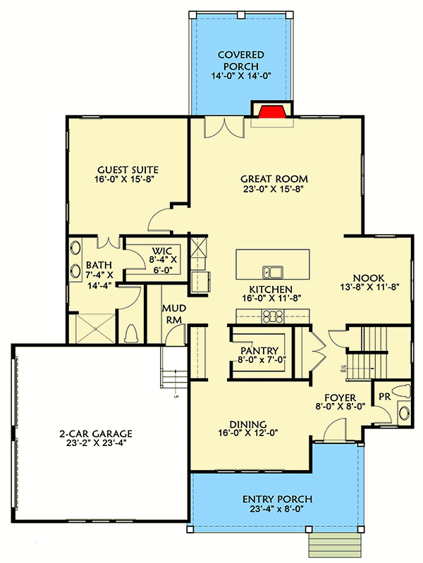 Plan 500042VV: Exclusive Craftsman with First Floor Guest Suite and Optional Fifth Bedroom - 3279 Sq Ft - Floor Plan - Main Level - Craftsman, Farmhouse, Northwest