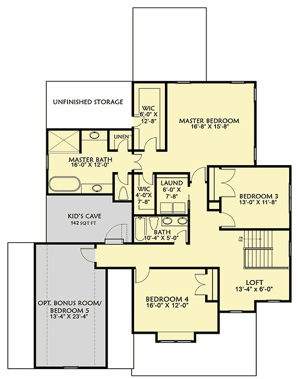 Plan 500042VV: Exclusive Craftsman with First Floor Guest Suite and Optional Fifth Bedroom - 3279 Sq Ft - Floor Plan - 2nd Floor - Craftsman, Farmhouse, Northwest