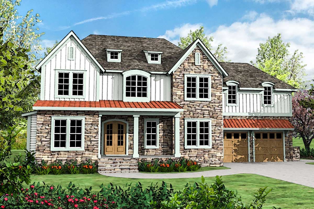 Plan 500046VV: New American House Plan with Crafts Room and Third Floor Expansion - 3638 Sq Ft - Image #6 - Craftsman, New American, Northwest, Traditional
