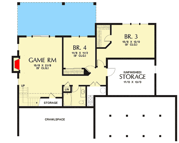 Plan 69661AM: Cute Craftsman House Plan with Walkout Basement - Floor Plan - Lower Level - Country, Craftsman, Northwest