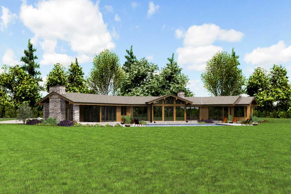 Plan 69664AM: X-Shaped House Plan with 3-Car Garage - 3278 Sq Ft - Image #9 - Contemporary, Mid Century Modern, Modern, Northwest, Prairie