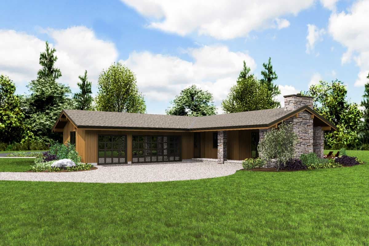 Plan 69664AM: X-Shaped House Plan with 3-Car Garage - 3278 Sq Ft - Image #11 - Contemporary, Mid Century Modern, Modern, Northwest, Prairie