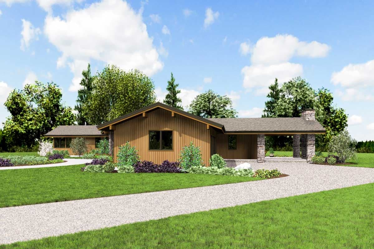 Plan 69664AM: X-Shaped House Plan with 3-Car Garage - 3278 Sq Ft - Image #12 - Contemporary, Mid Century Modern, Modern, Northwest, Prairie
