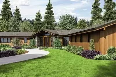 X-Shaped House Plan with 3-Car Garage - 3278 Sq Ft