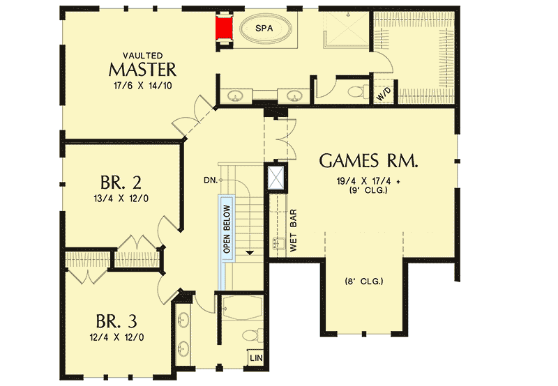 Plan 69672AM: Shingle-Style House Plan with 3-Car Garage - Floor Plan - 2nd Floor - Craftsman, Northwest, Shingle