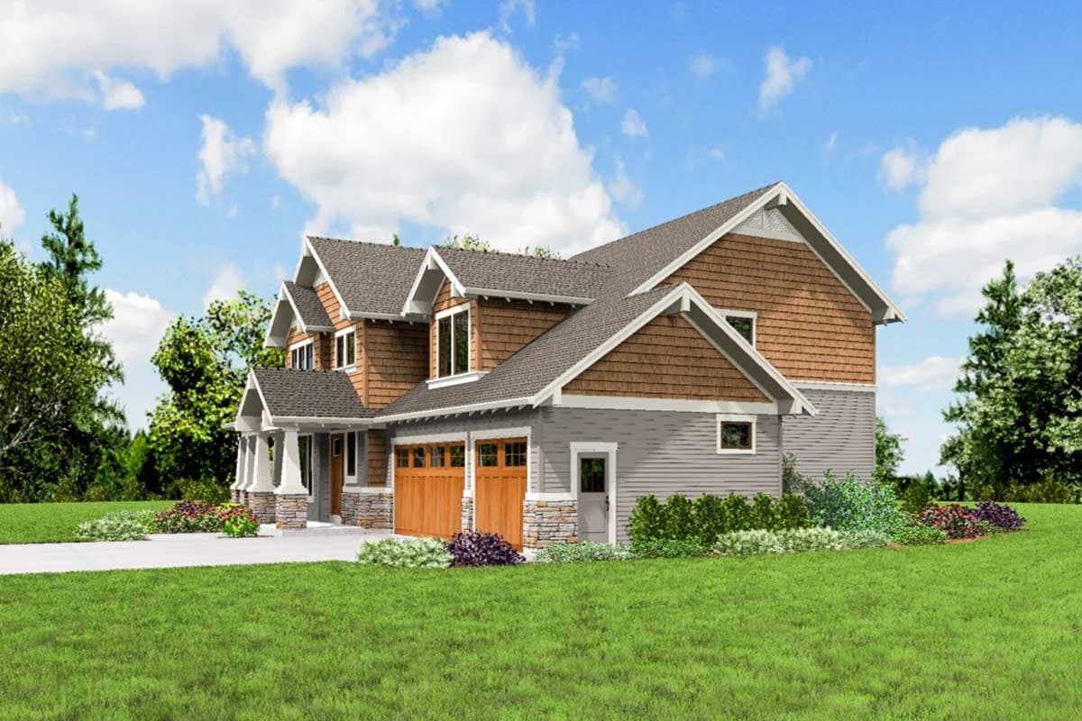 Plan 69672AM: Shingle-Style House Plan with 3-Car Garage - Image #11 - Craftsman, Northwest, Shingle