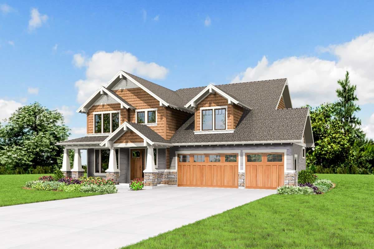 Plan 69672AM: Shingle-Style House Plan with 3-Car Garage - Image #12 - Craftsman, Northwest, Shingle