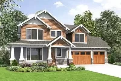 Shingle-Style House Plan with 3-Car Garage