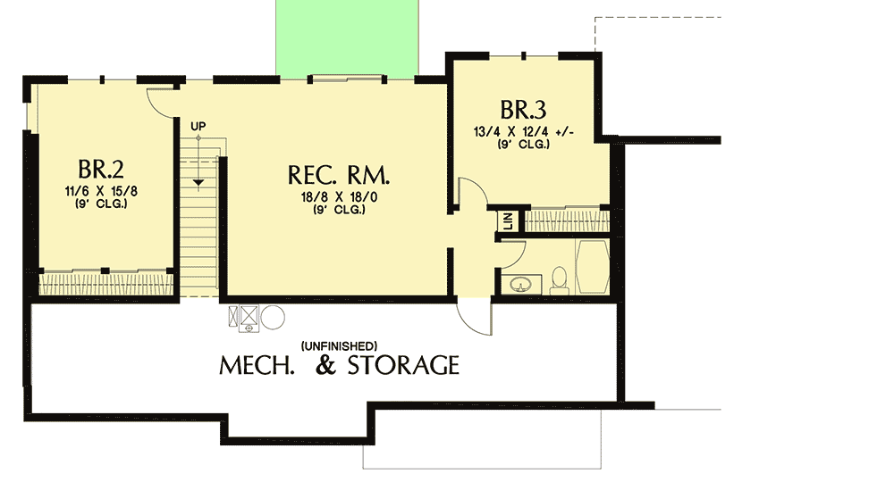 Plan 69675AM: Attractive Ranch with Finished Lower Level - Floor Plan - Lower Level - Craftsman, Ranch, Traditional