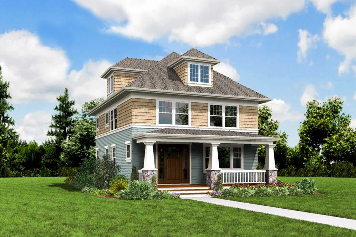 Plan 69676AM: Four Square Craftsman House Plan - Image #4 - Craftsman, Northwest, Traditional, Victorian