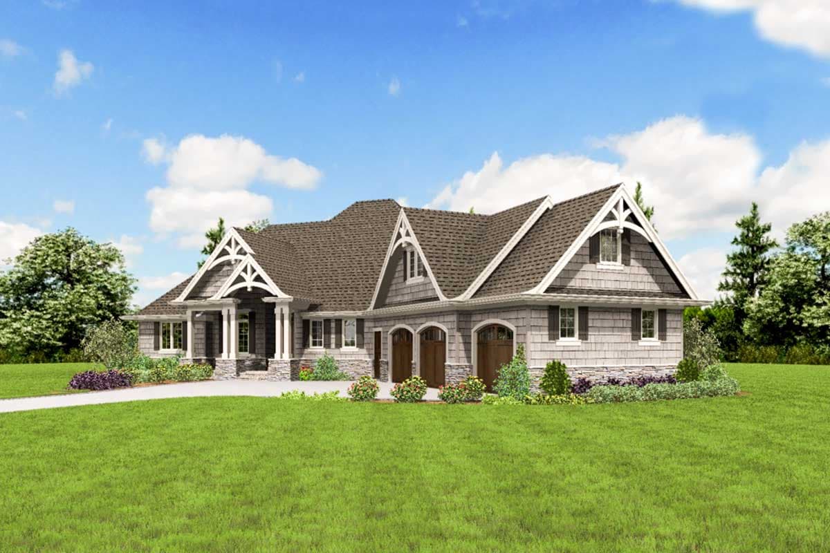 Plan 69678AM: Three Bedroom Craftsman Home Plan with Expanded Garage - Image #13 - Craftsman, Northwest, Shingle