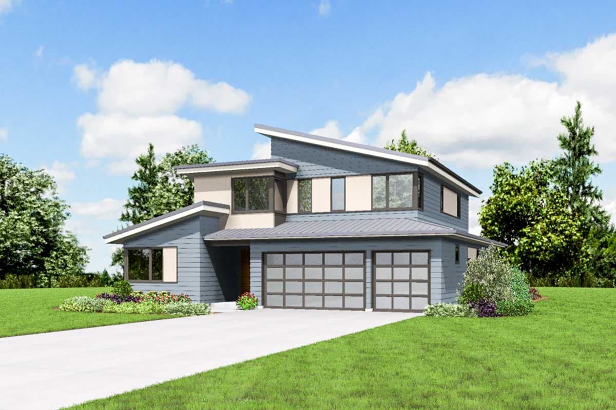 Plan 69681AM: Contemporary House Plan with Flex Room - Image #12 - Contemporary, Modern, Northwest