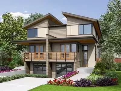 Modern Exterior Duplex with Matching 2-Bed Units