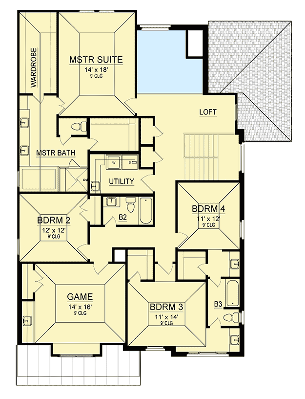 Plan 36550TX: Hill Country House Plan for a Narrow Lot - Floor Plan - 2nd Floor - Hill Country