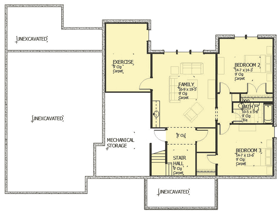 Plan 970070VC: Charming 3-Bed Cottage Ranch - Floor Plan - Lower Level - Cottage, Country, Ranch