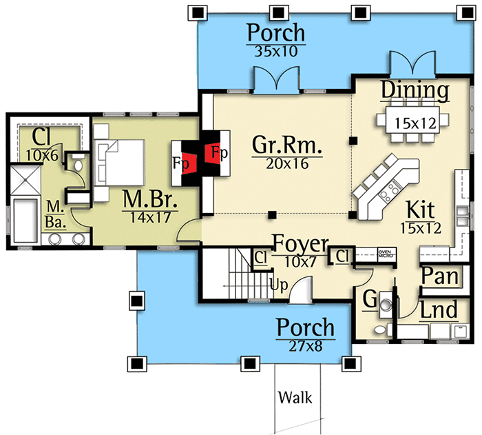 Plan 18849CK: Modern Farmhouse with Open Concept Layout - Floor Plan - Main Level - Country, Farmhouse, Rustic, Traditional