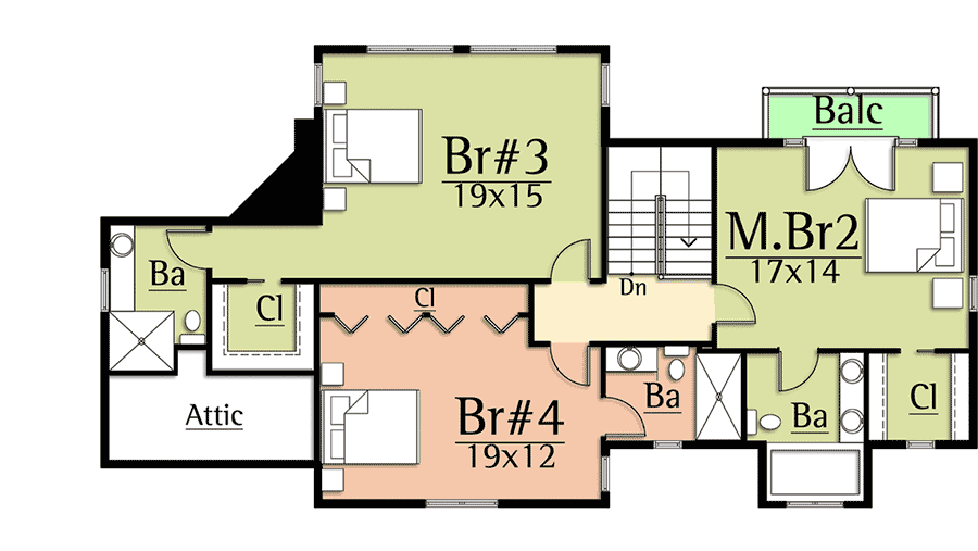 Plan 18855CK: Modern Farmhouse Plan with Two Master Suites - Floor Plan - 2nd Floor - Country, Farmhouse, Rustic, Vacation