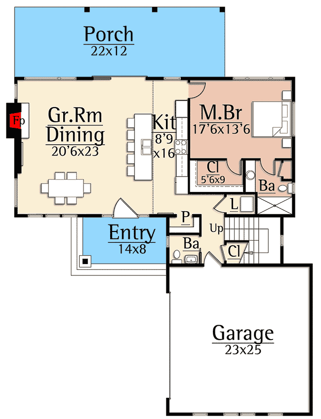 Plan 18858CK: 3-Bed Modern Farmhouse Plan with Upstairs Game Room - Floor Plan - Main Level - Country, Farmhouse, Rustic