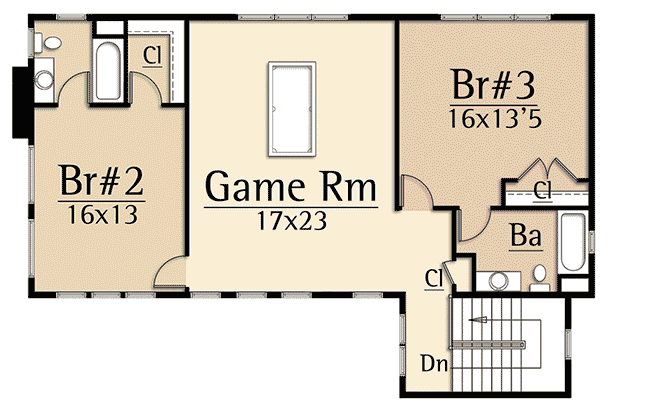 Plan 18858CK: 3-Bed Modern Farmhouse Plan with Upstairs Game Room - Floor Plan - 2nd Floor - Country, Farmhouse, Rustic