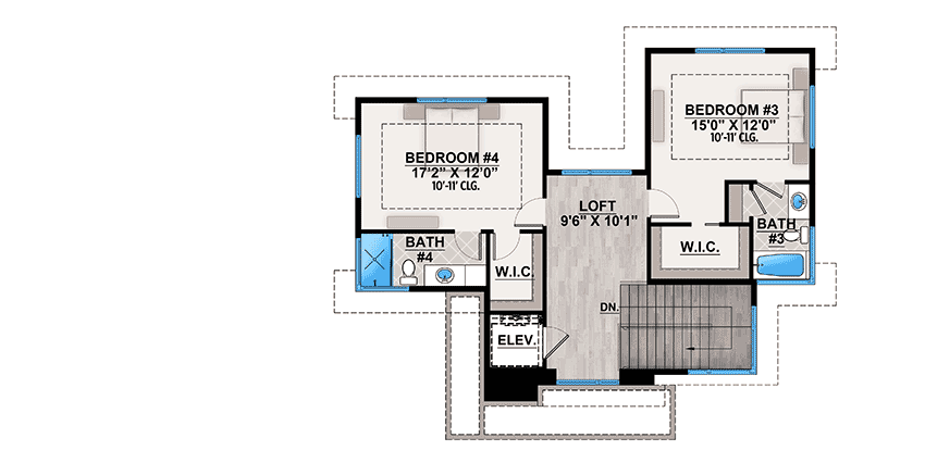 Plan 65619BS: Modern Beauty with Residential Elevator - Floor Plan - 2nd Floor - Florida-Style, Modern