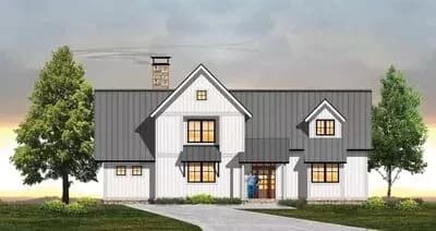 4-Bed Modern Farmhouse Plan with Options