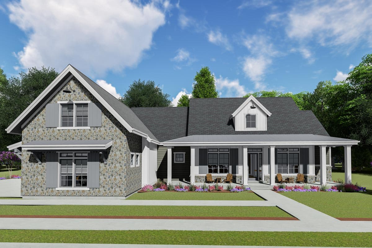 Plan 64464SC: Flexible 3-Bed Modern Farmhouse with Bonus Spaces - Image #5 - Cottage, Country, Craftsman, Farmhouse, Modern Farmhouse, Ranch, Rustic, Traditional