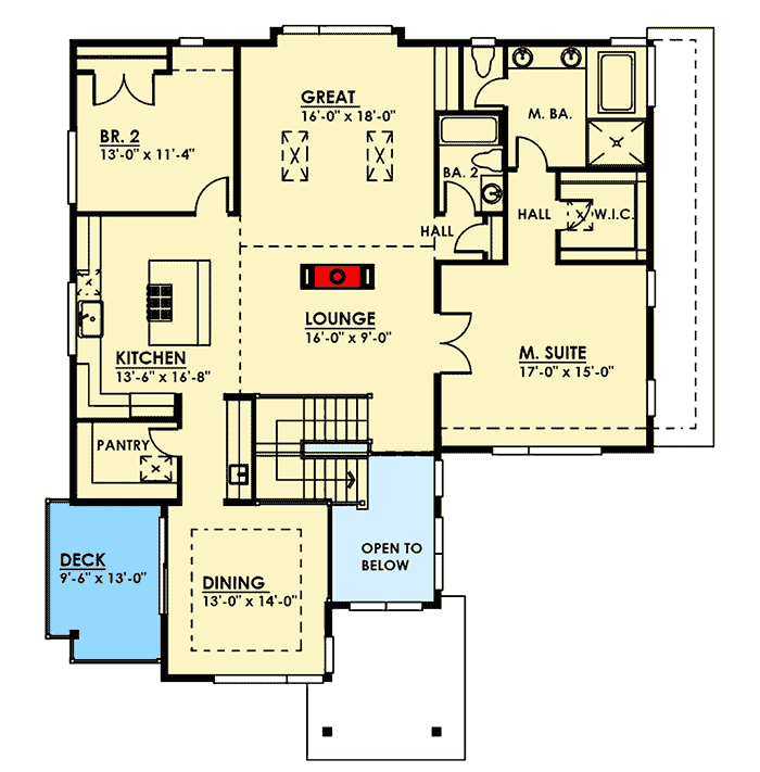 Plan 666006RAF: Contemporary House Plan with Ground Level Rec Room - 3111 Sq Ft - Floor Plan - 2nd Floor - Contemporary, Mountain, Northwest